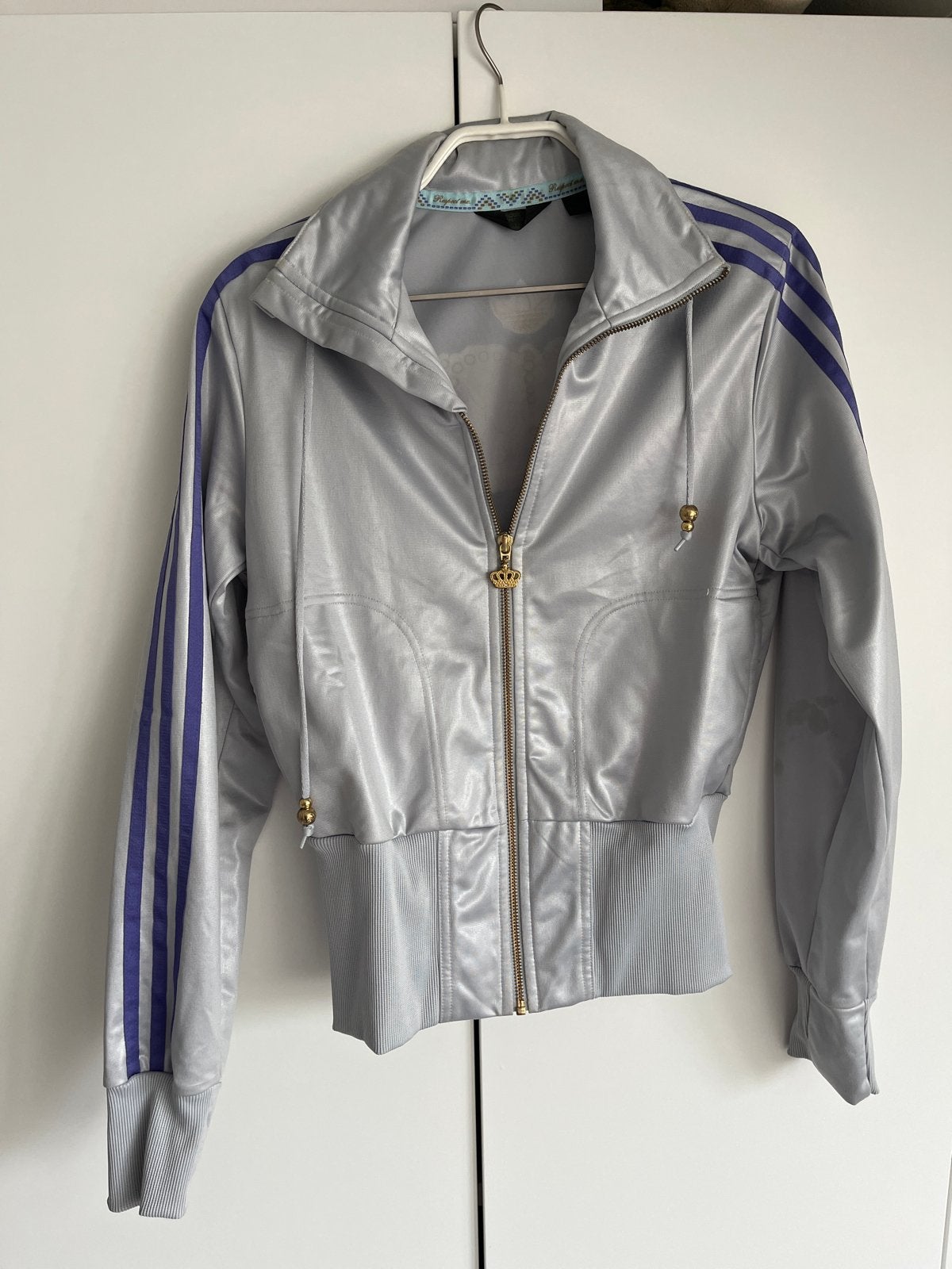 Adidas Respect M.E. track jacket zilver/paars maat 38, Ophalen of Verzenden, Zo goed als nieuw, Maat 38/40 (M), Zilver