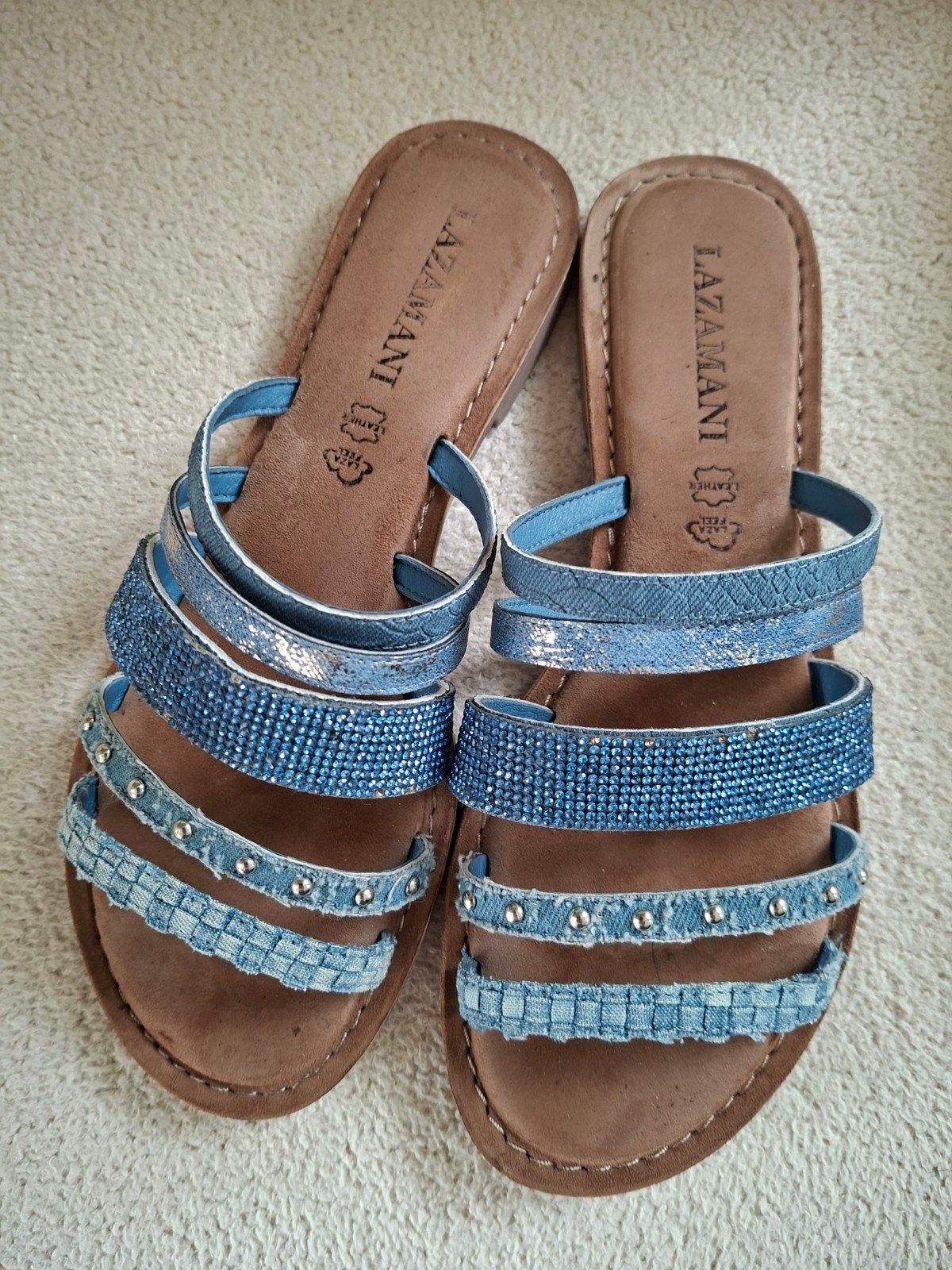 Lazamani leren slippers - maat 42, Kleding | Dames, Schoenen, Slippers, Lazamani, Zo goed als nieuw, Verzenden