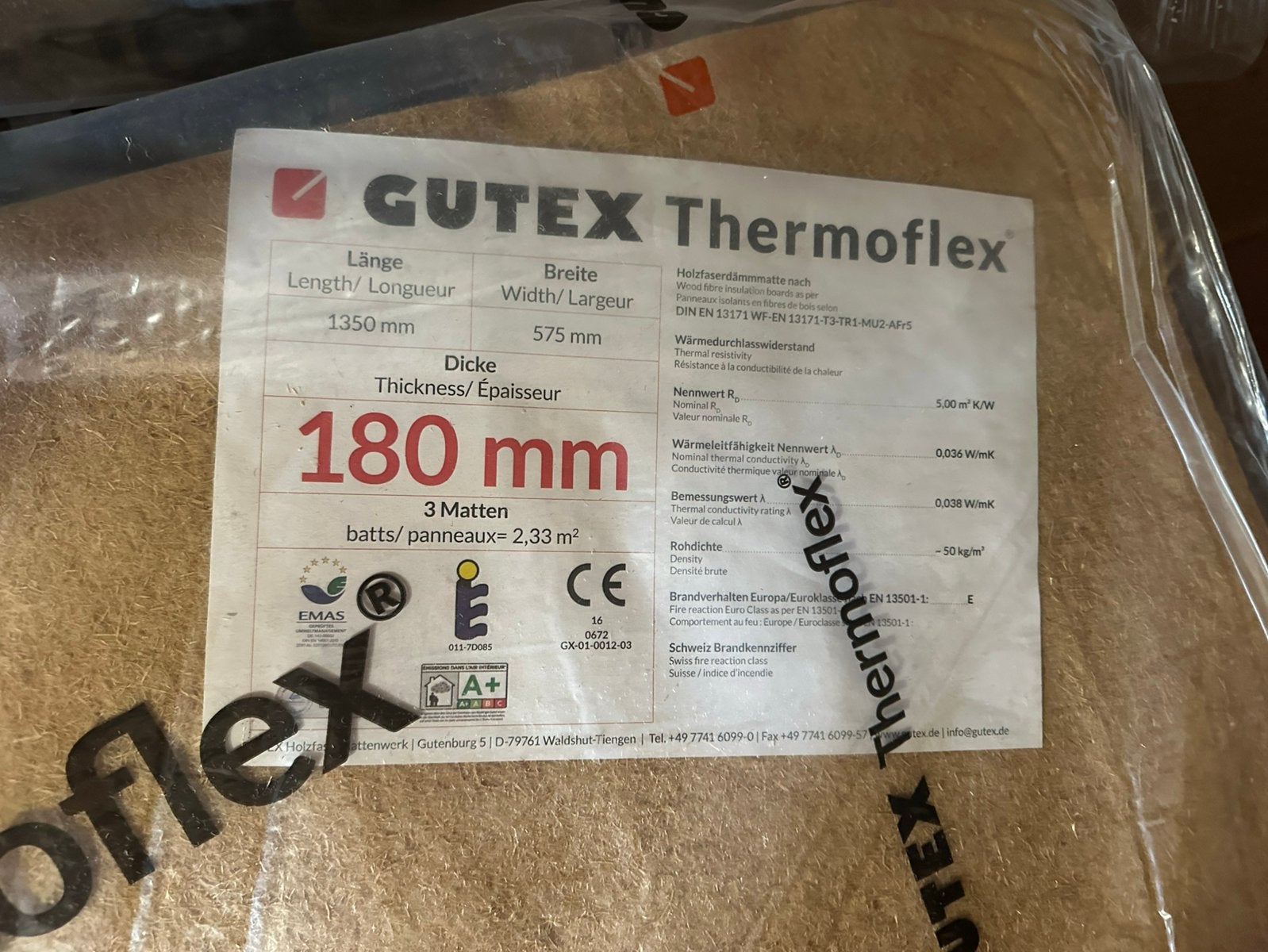 Houtvezelisolatie 13 platen 180mm, Ophalen, Overige materialen, 10 tot 15 m², 12 cm of meer