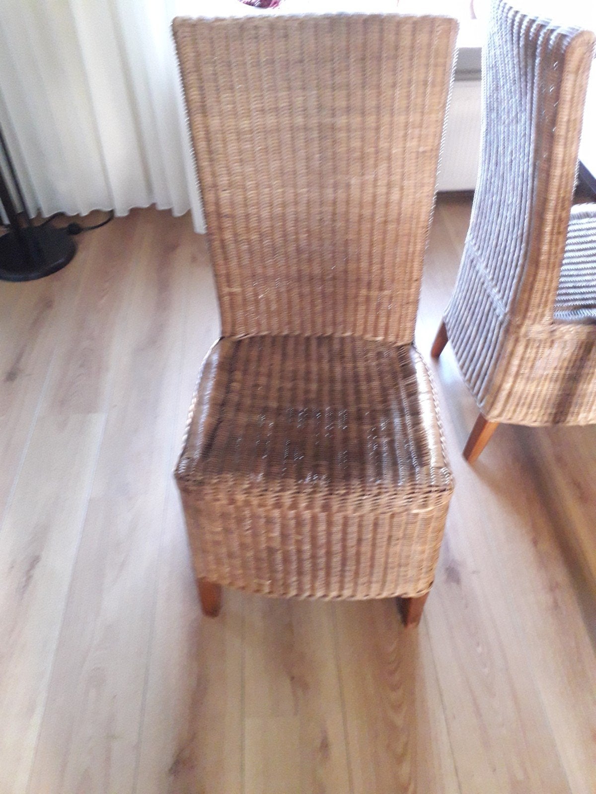 Rieten eetkamer stoelen, Ophalen, Gebruikt, Bruin, Vier