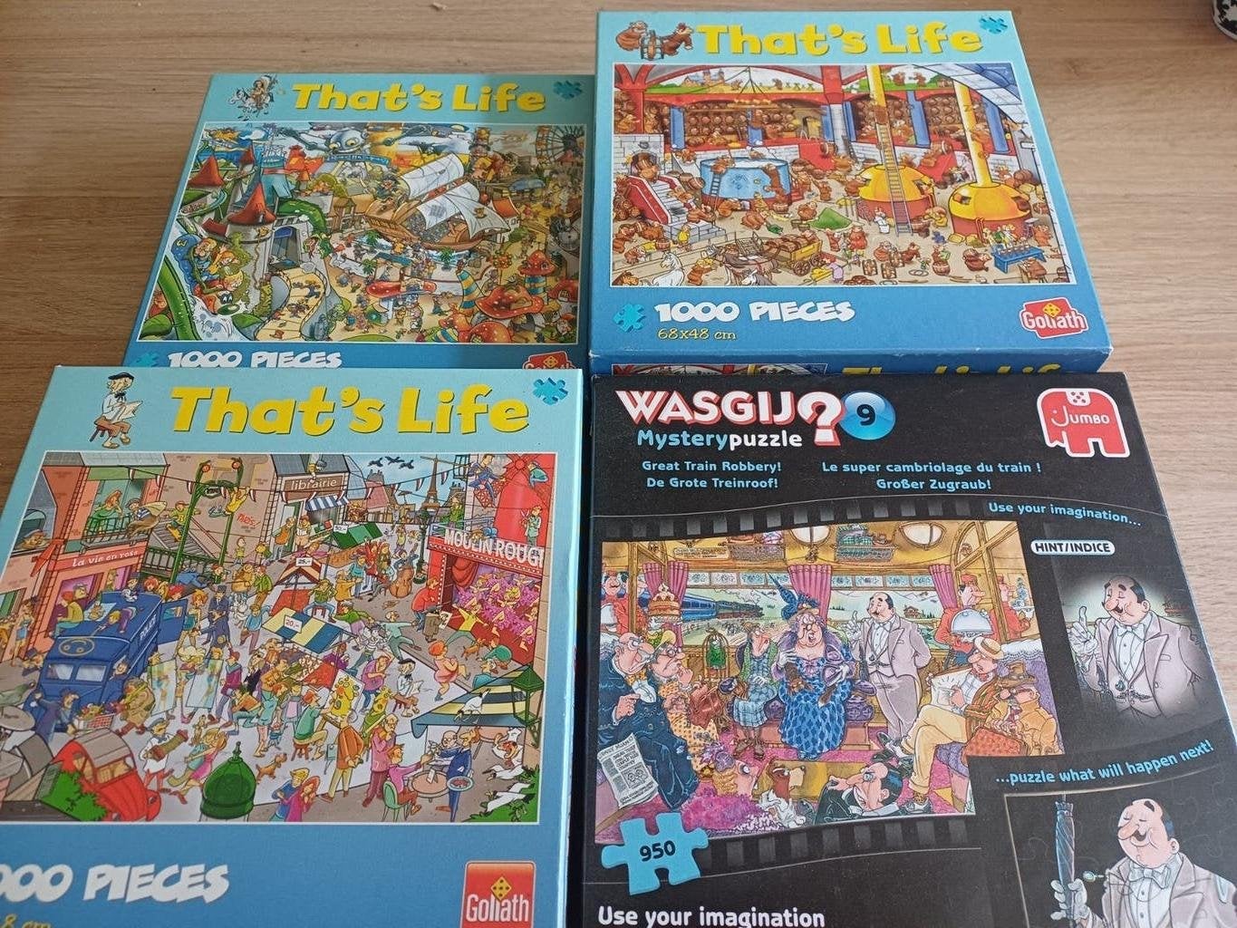 4 verschillende legpuzzels, Ophalen of Verzenden, 500 t/m 1500 stukjes, Zo goed als nieuw, Legpuzzel