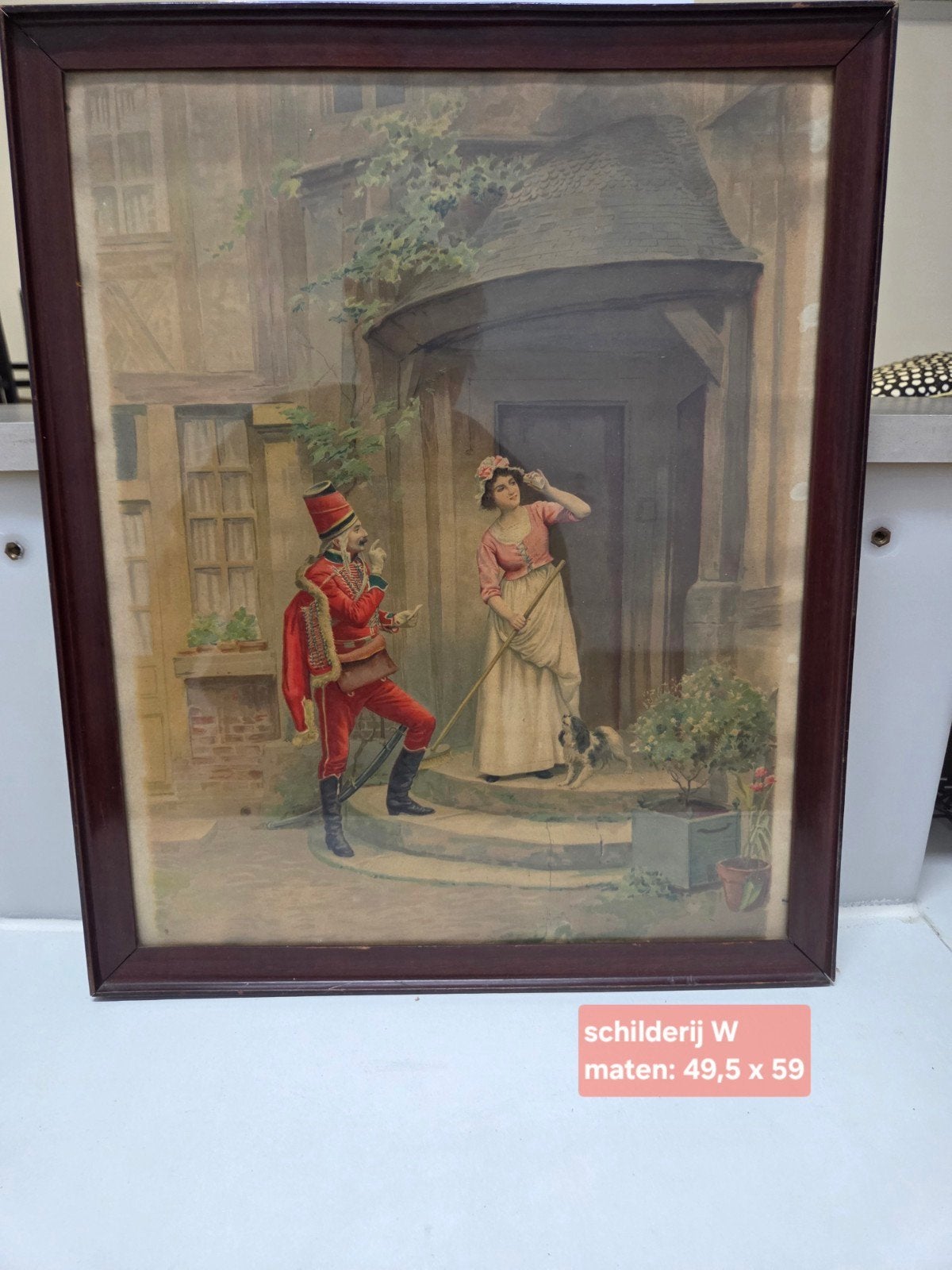 Klassiek schilderij: Officier en dame, Ophalen