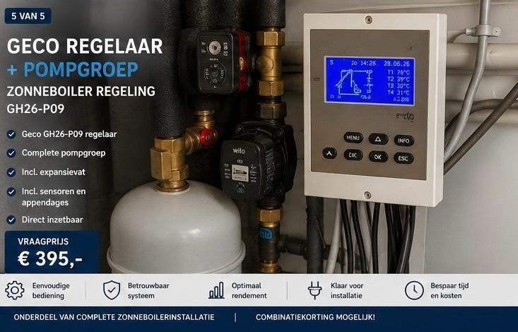 Geco zonneboilerregeling, Ophalen, Minder dan 30 cm, Cv-ketel of Combi-ketel, Minder dan 60 cm