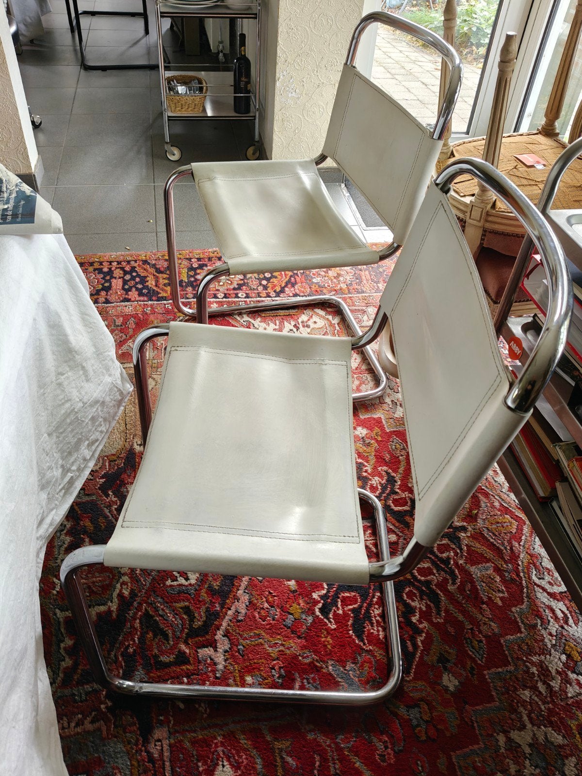 4 vintage sledestoelen Marcel Breuer, Ophalen, Wit, Eén