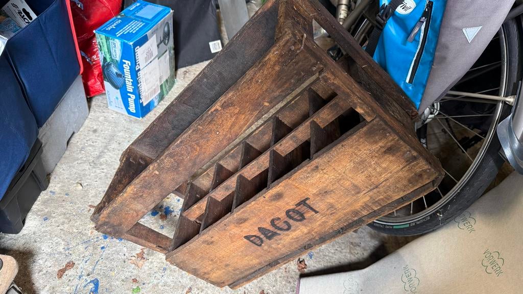 Vintage houten wijnflessenrek / krat - Dagot, Ophalen