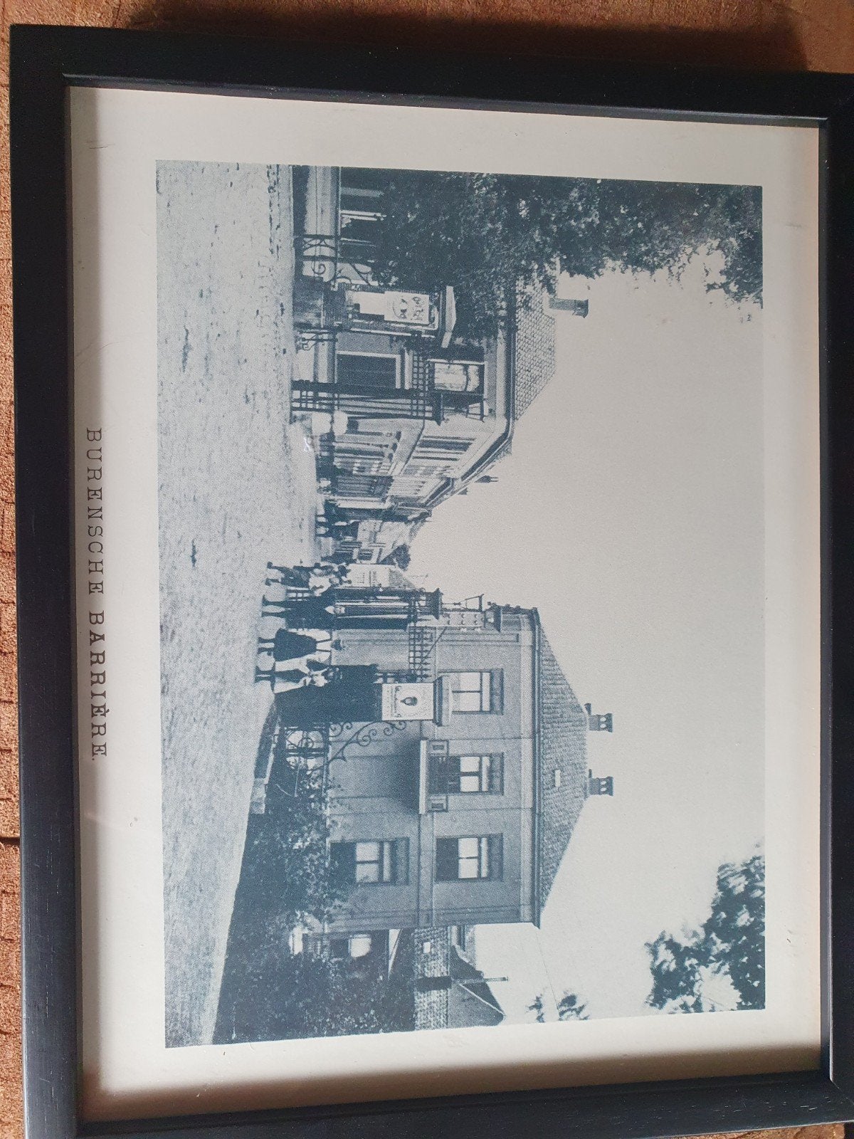 Lijst met oude foto 'Burense Barrière' Tiel 22 x 17 cm, Ophalen of Verzenden, Gebruikt