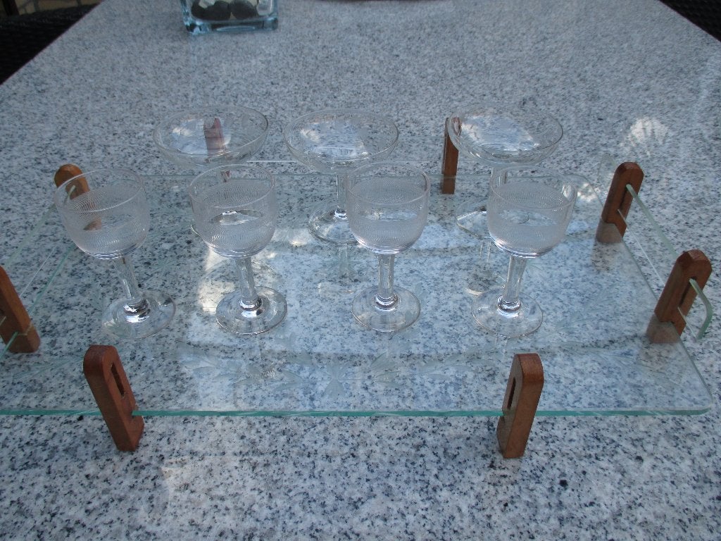 Decoratief glazen dienblad., Antiek en Kunst, Ophalen of Verzenden