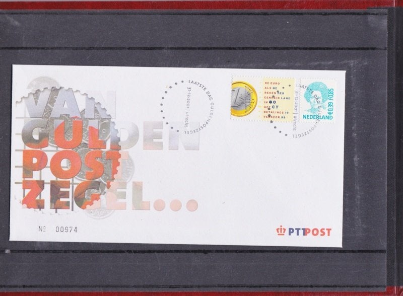 HERINNERINGSMAPJE ''VAN GULDEN NAAR EURO' incl. 2 enveloppen, Ophalen of Verzenden, Postfris, Overige thema's
