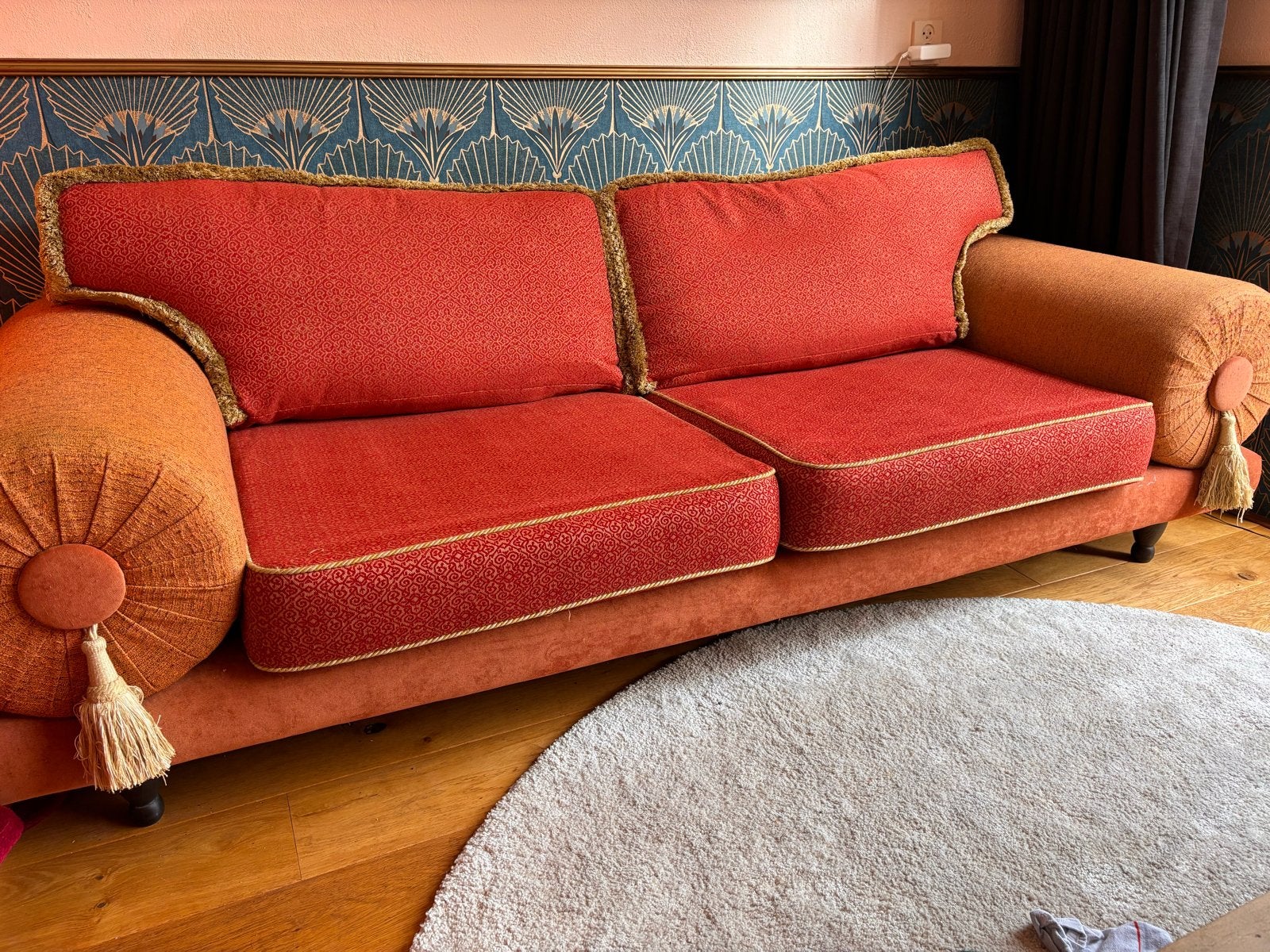 Cassablanca bank + hocker - Dutch seating company, Gebruikt, Driepersoons, 75 tot 100 cm, Ophalen of Verzenden