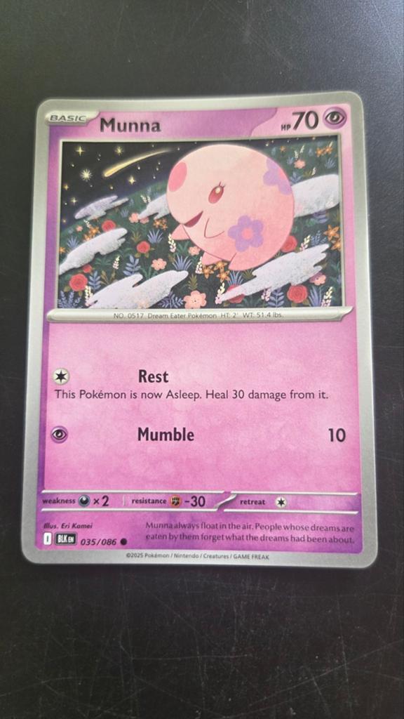 Munna 035/086 Black Bolt Pokémon Kaart, Verzenden, Zo goed als nieuw, Losse kaart