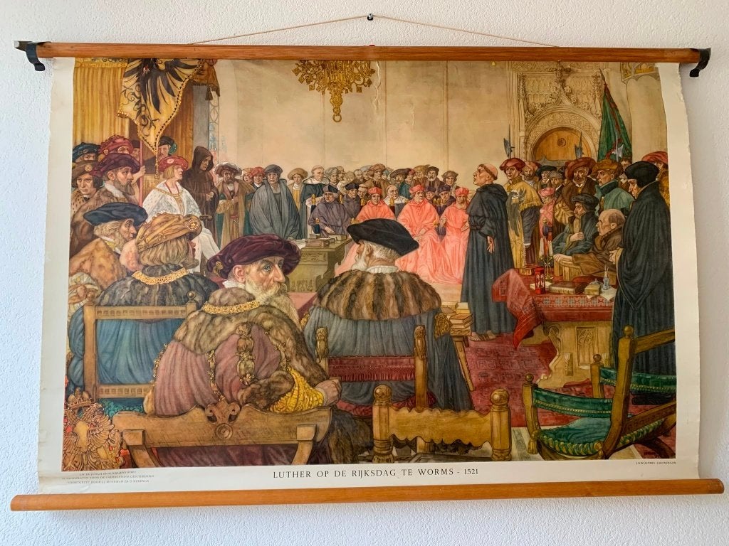 Schoolplaat Isings - Luther op de rijksdag te Worms, Ophalen of Verzenden, Geschiedenis