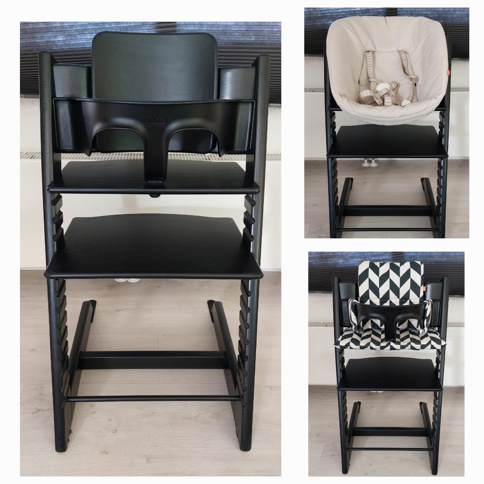 Zeer compleet! Tripp Trapp, newborn, babyset, kussens, evt t, Ophalen, Gebruikt, Meegroeistoel