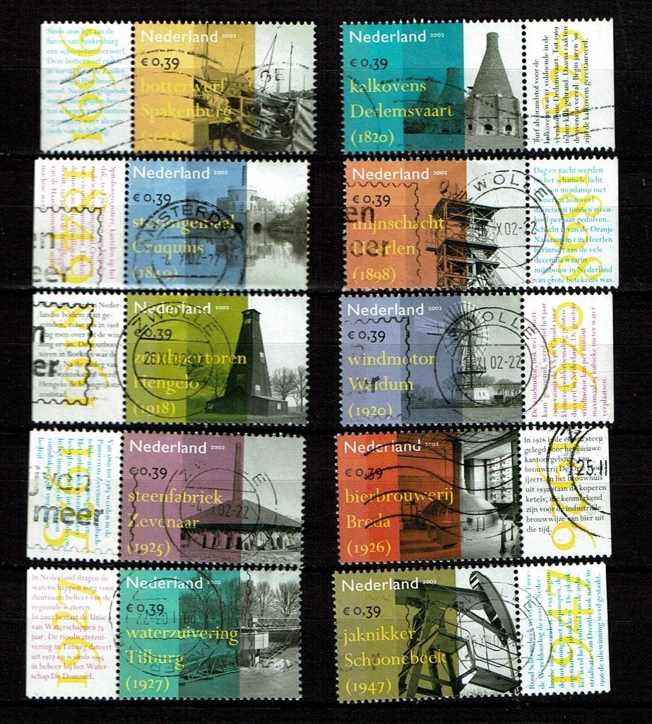 Nederland NVPH 2104-2113 tab gestempeld 1, Verzenden, Na 1940, Gestempeld