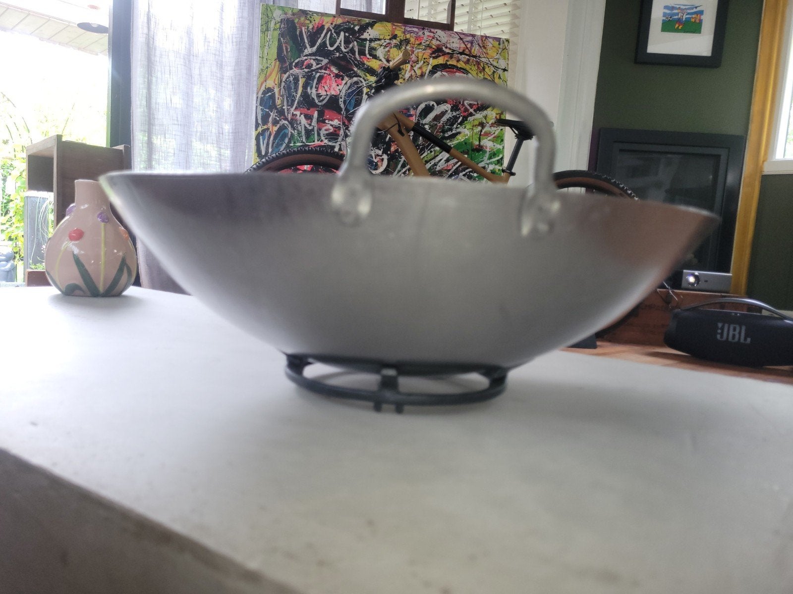 Nieuw LT Wok Iron 47 cm met twee handvatten en wokring, Overige typen, Ophalen of Verzenden, Metaal, Nieuw