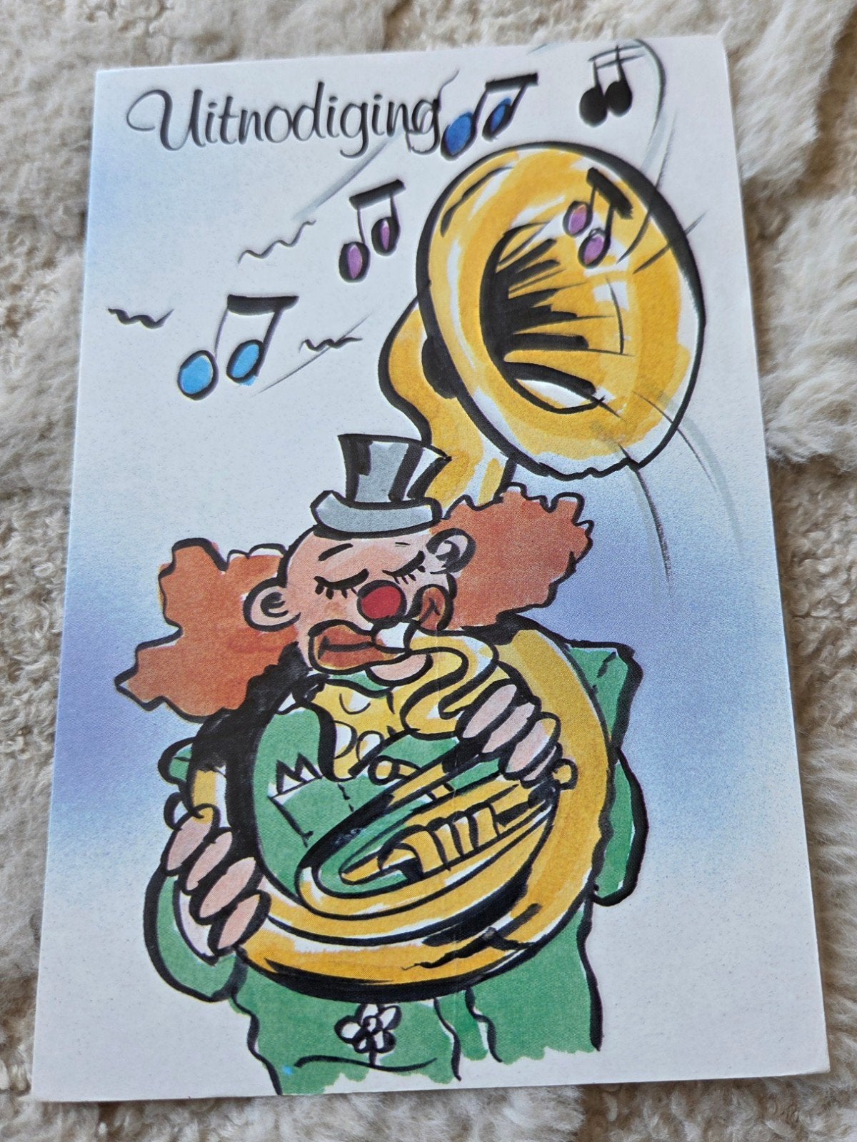 Uitnodiging Kaart Clown Muziek Instrument, Verzenden, 1980 tot heden, Gelopen, Kinderen