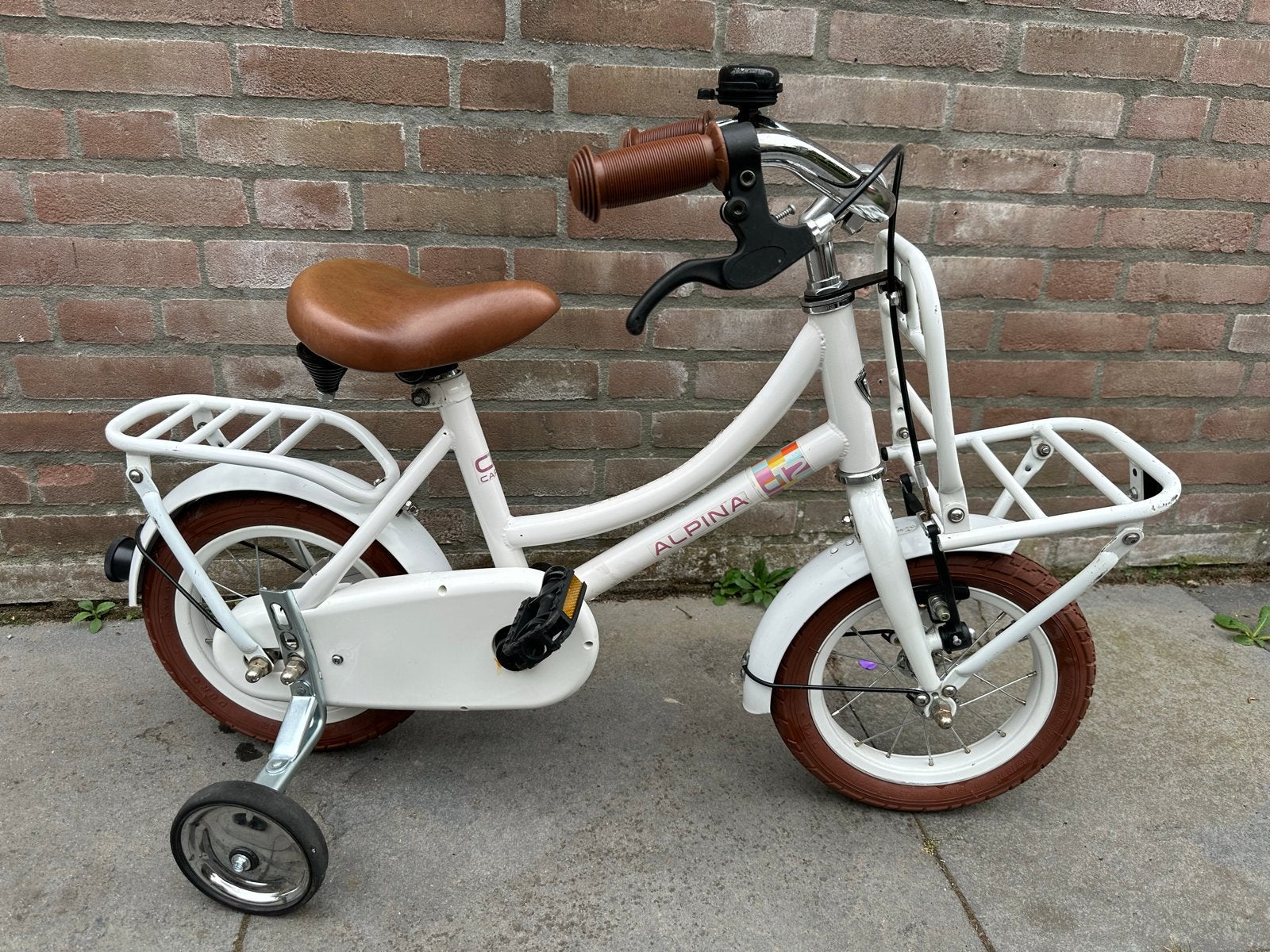 Alpina Cargo 12 inch kinderfiets met terugtraprem en zijwiel, Ophalen, Terugtraprem, Zijwieltjes, Gebruikt