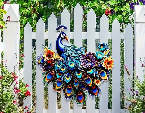 Muurdecoratie Pauw blauw metaal, Ophalen of Verzenden, Nieuw