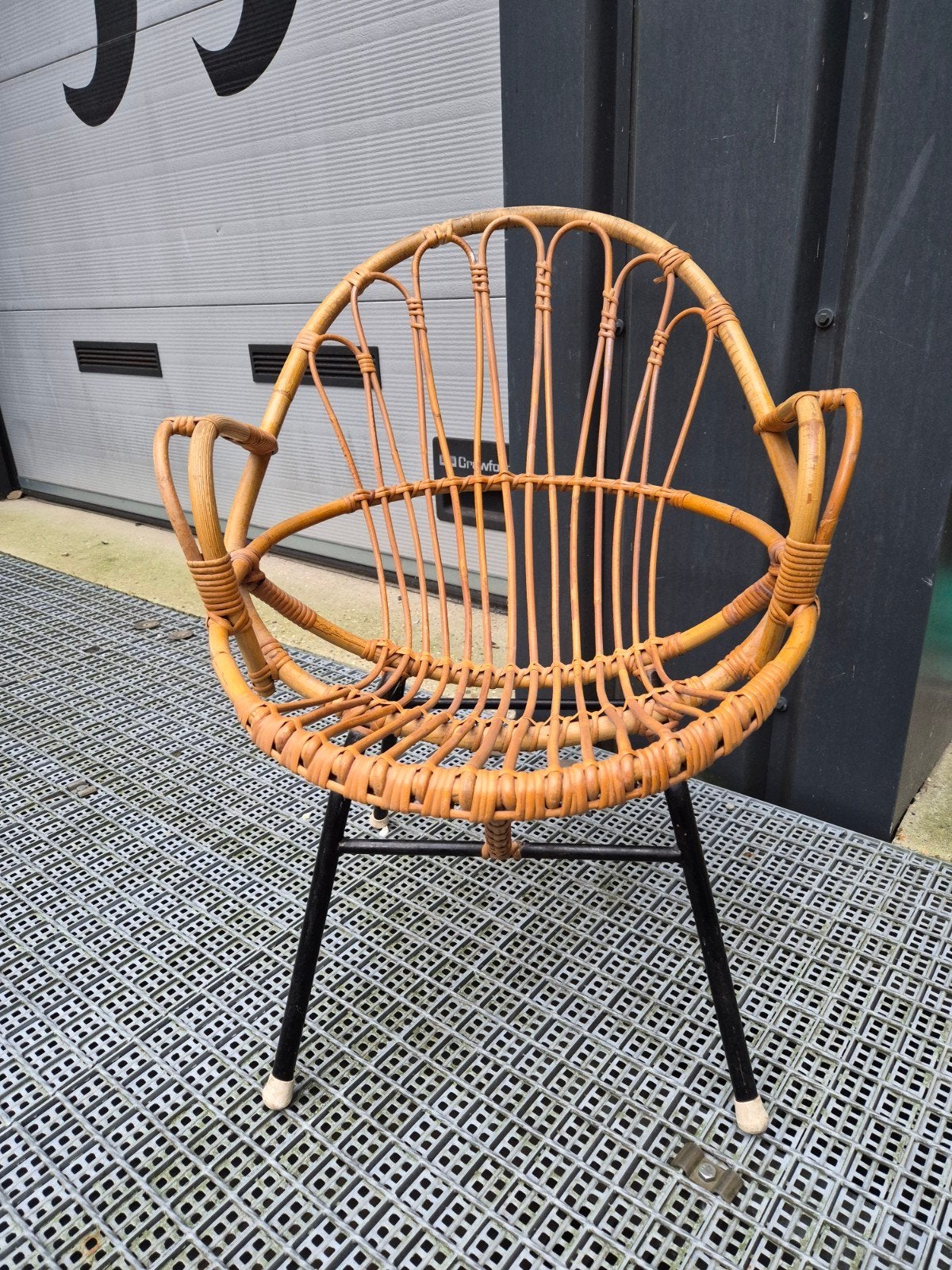 Vintage Rohé Noordwolde rotan kuipstoel. Kinderstoel, tiener, .., Gebruikt, Bruin, Rohe, niet gemerkt.