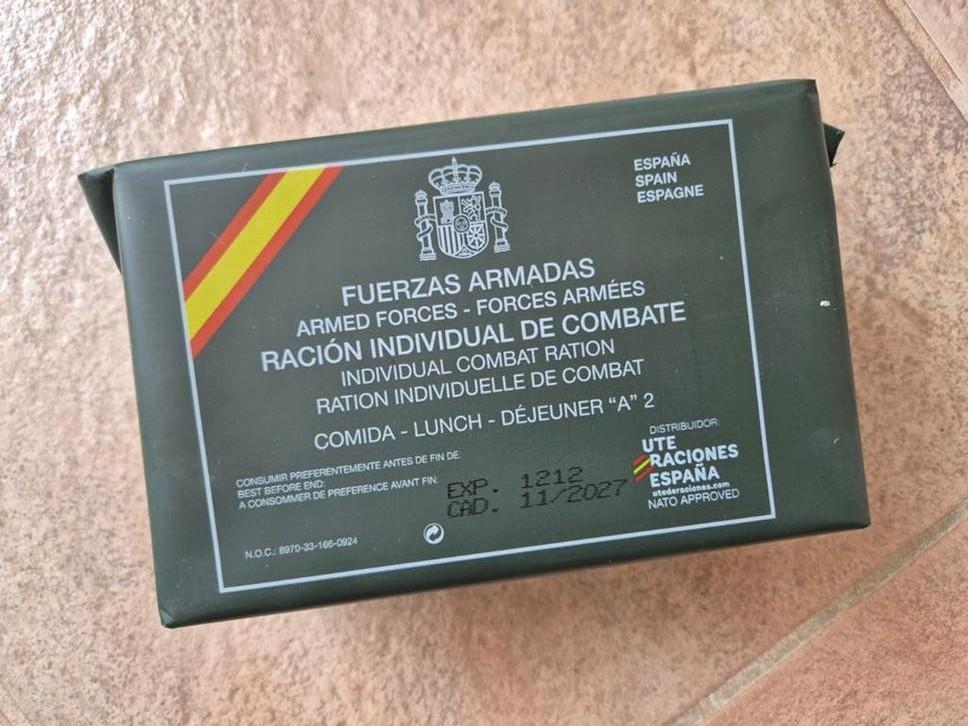 A2 Spaanse militaire MRE Individuele gevechtsrantsoen, Verzamelen, Militaria | Algemeen, Ophalen of Verzenden