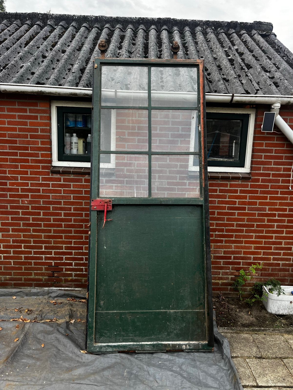 Oude schuif roldeur uit smederij, Ophalen, Gebruikt, 80 tot 100 cm, 215 cm of meer