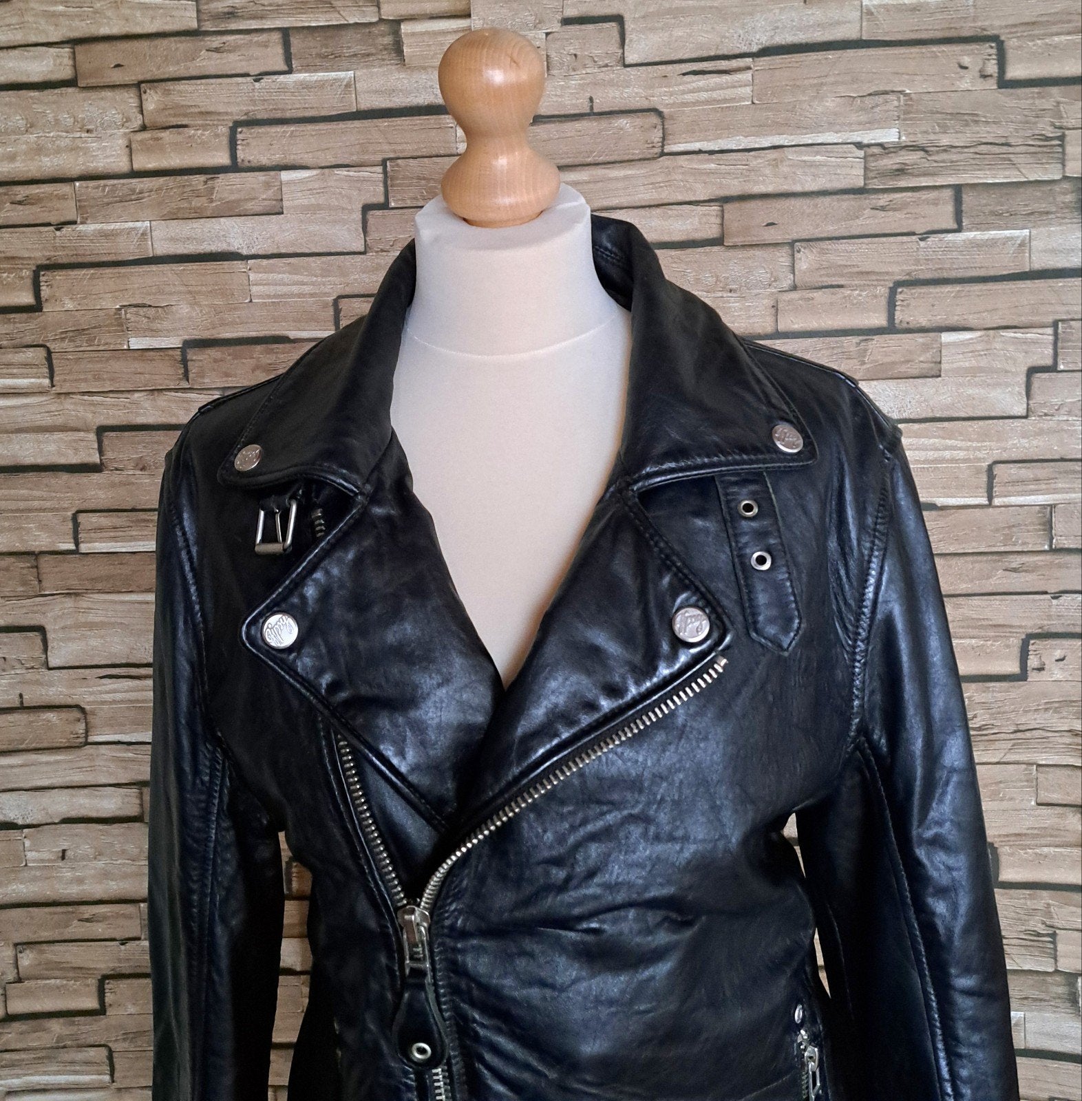GIPSY - Stoer Leren Bikerjack, Maat M