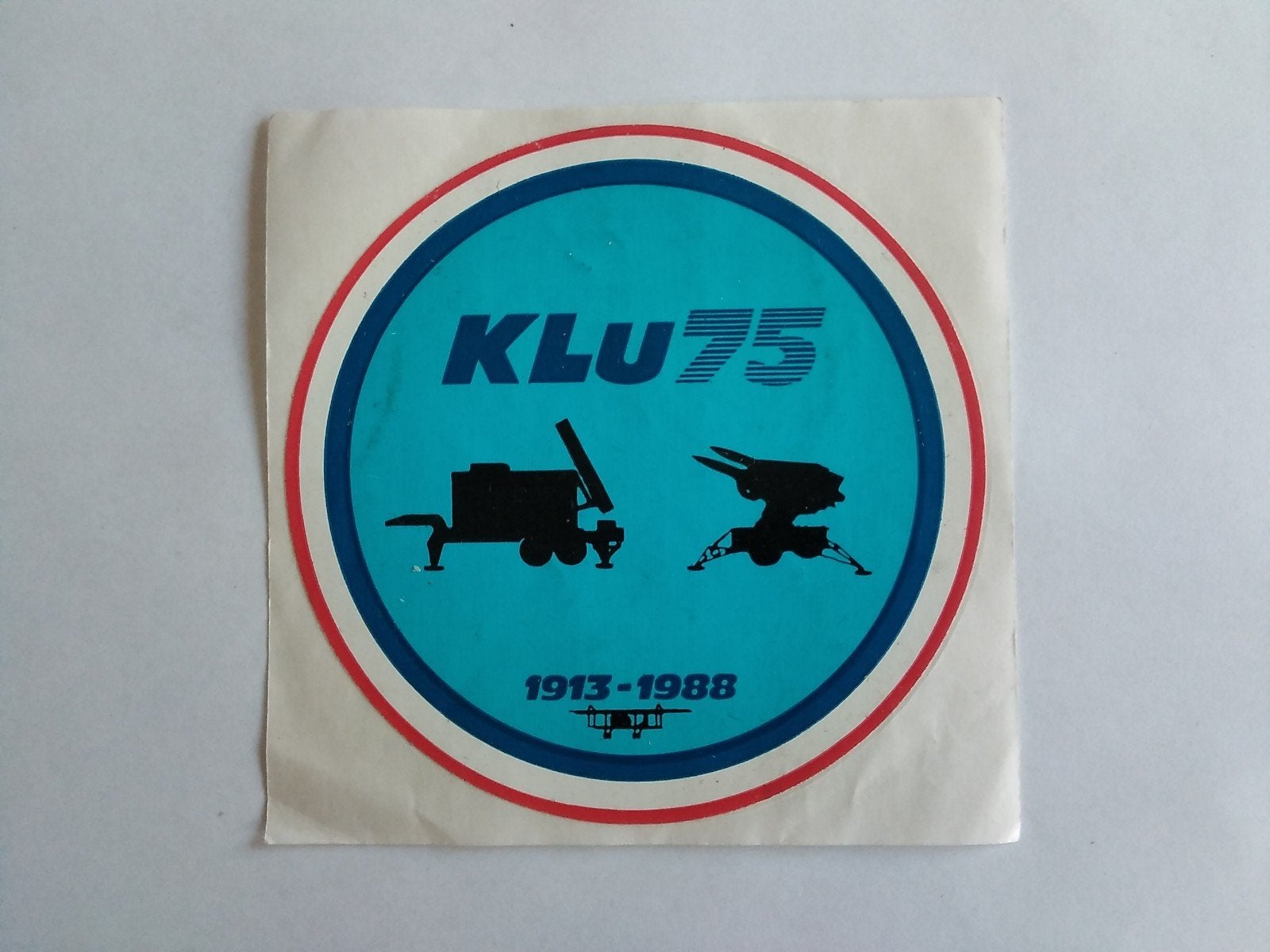 Sticker KLu Koninklijke Luchtmacht 75 jaar 1913-1988, Verzenden, Zo goed als nieuw, Bedrijf of Vereniging