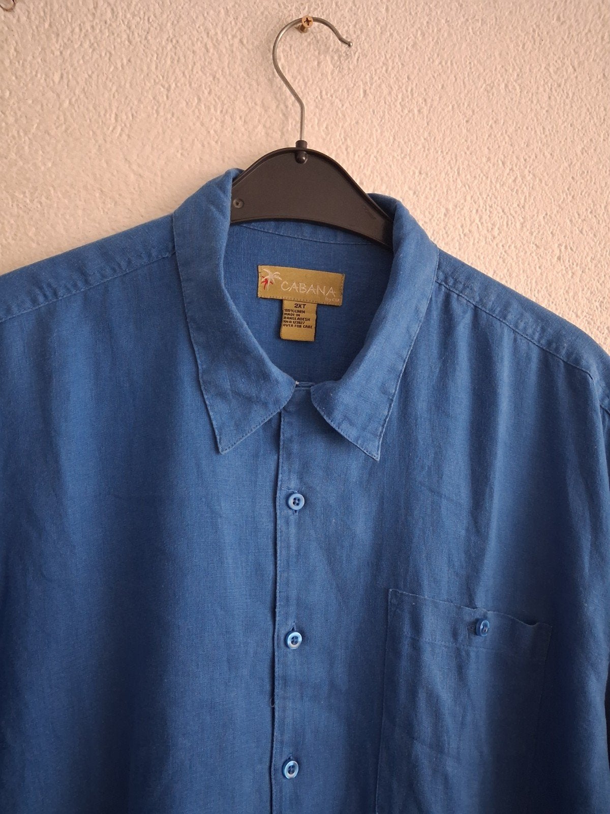 Cabana Heren Linnen Overhemd - Blauw - Maat 2XT, Blauw, Ophalen of Verzenden, Zo goed als nieuw, Overige halswijdtes