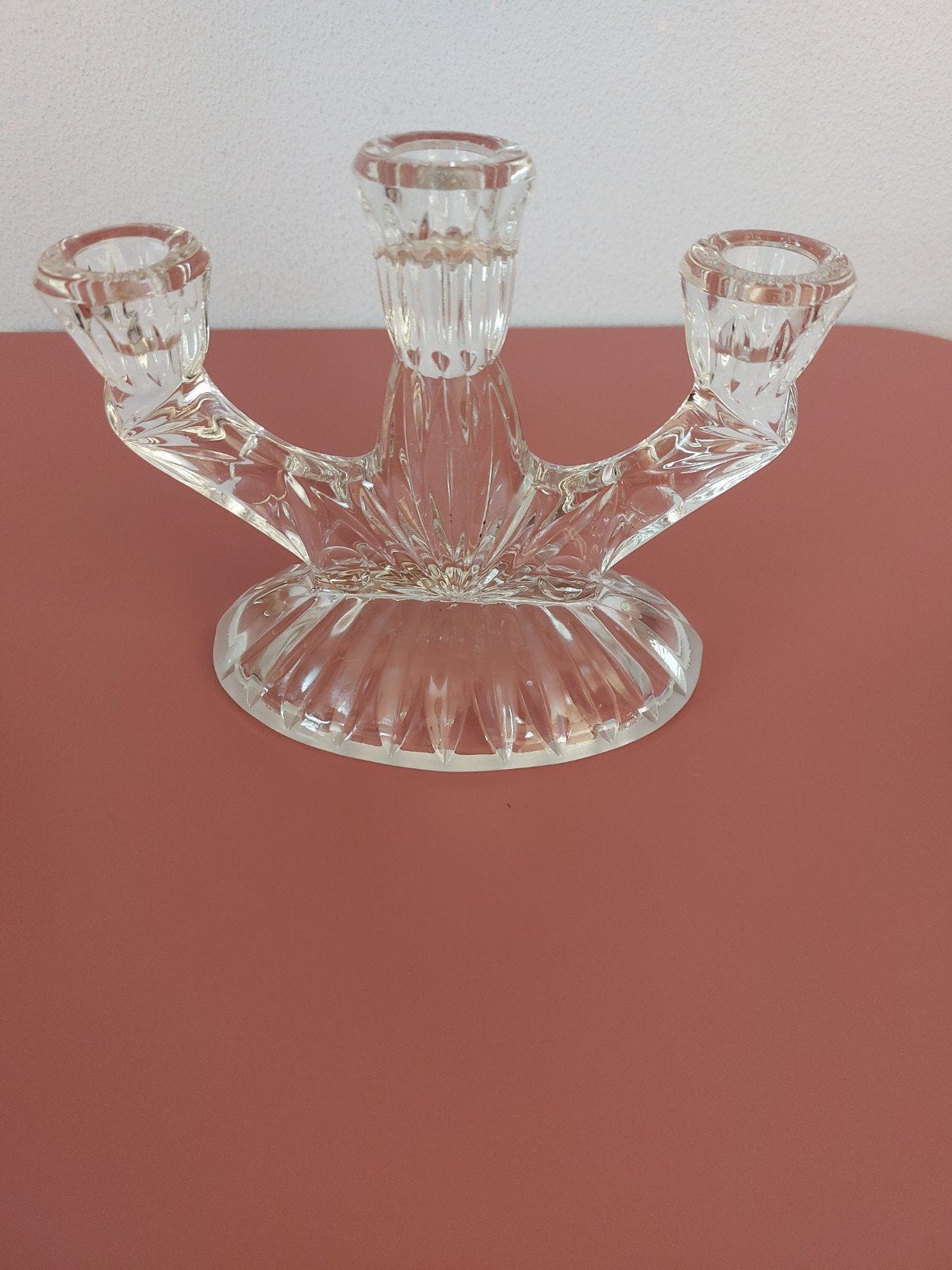 Kristallen of glazen kandelaar.  Vintage., Ophalen of Verzenden, Glas