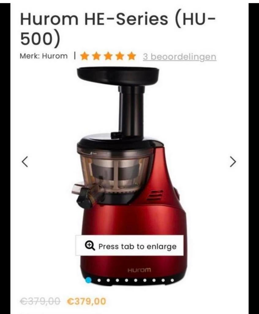 Hurom HE-Series (HU-500) Slowjuicer -, Ophalen, Zo goed als nieuw, Elektrisch, Slowjuicer