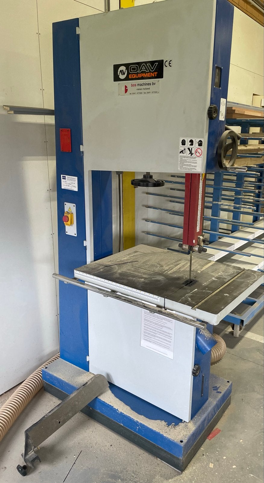 Lintzaag OAV SBW-6300 Ø630mm met kantelbare tafel (bj. 2008), Ophalen, Gebruikt, 70 mm of meer, Lintzaag