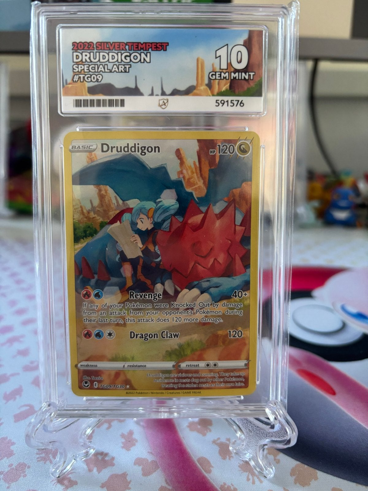 Pokémon Druddigon TG09 Silver Tempest ACE 10 Gem Mint, Ophalen of Verzenden, Nieuw, Losse kaart