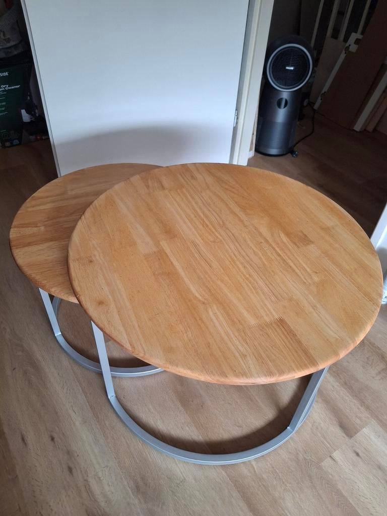Mooie handgemaakte ramin houten salontafel set, Huis en Inrichting, Tafels | Salontafels, Ophalen, 50 tot 100 cm, Rond, 50 tot 100 cm