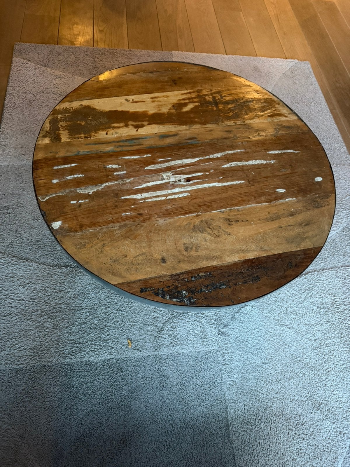 Salontafel rond, Ophalen, Gebruikt, Grijs, Hout