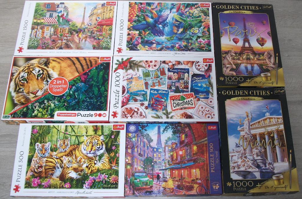 Diverse *** PUZZELS TREFL ***, Ophalen of Verzenden, 500 t/m 1500 stukjes, Zo goed als nieuw, Legpuzzel