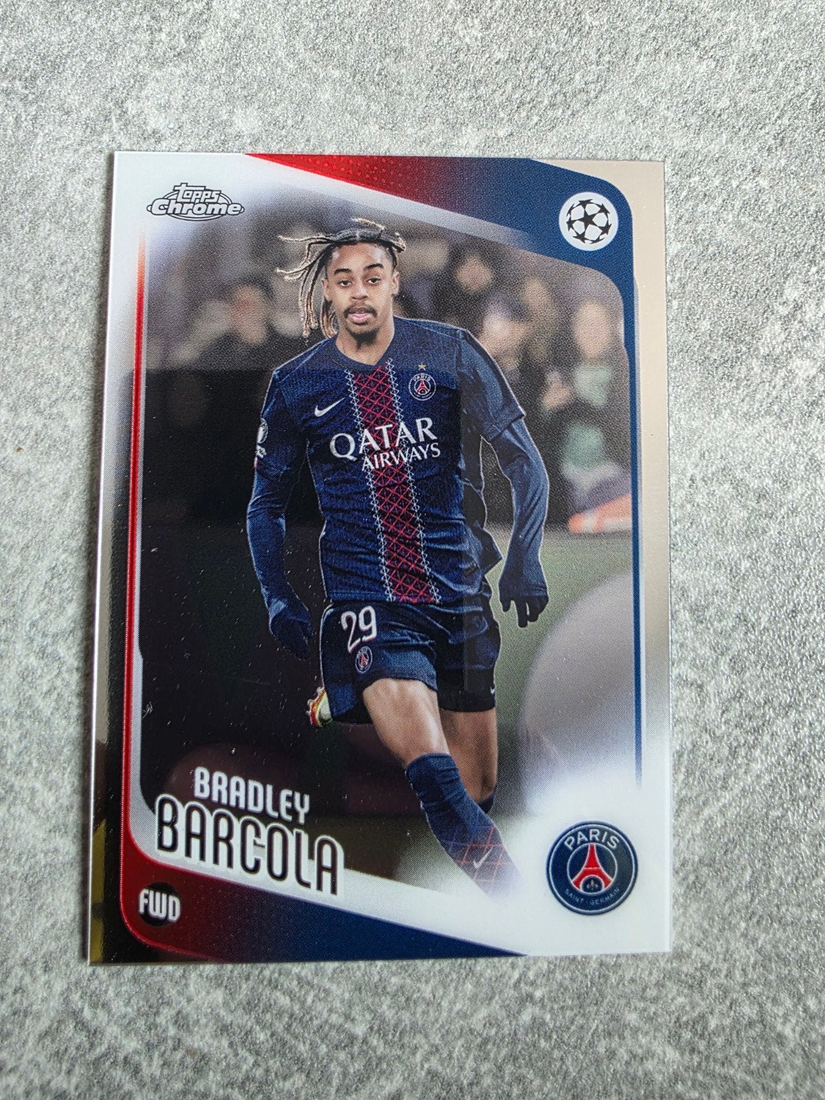 Topps Chrome Bradley Barcola PSG Spelerskaart, Ophalen of Verzenden