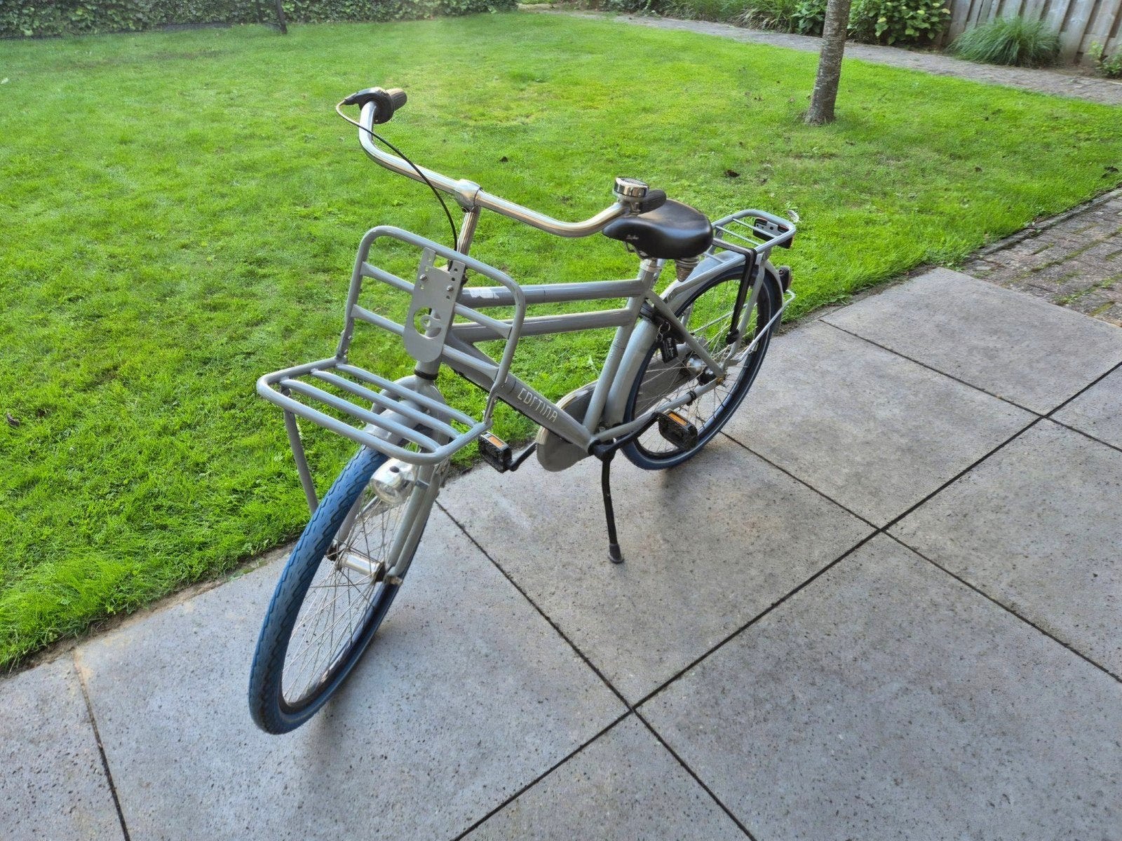 Cortina U4 Jongens Transportfiets - Grijs met blauwe banden, Terugtraprem, Gebruikt, Versnellingen, Ophalen