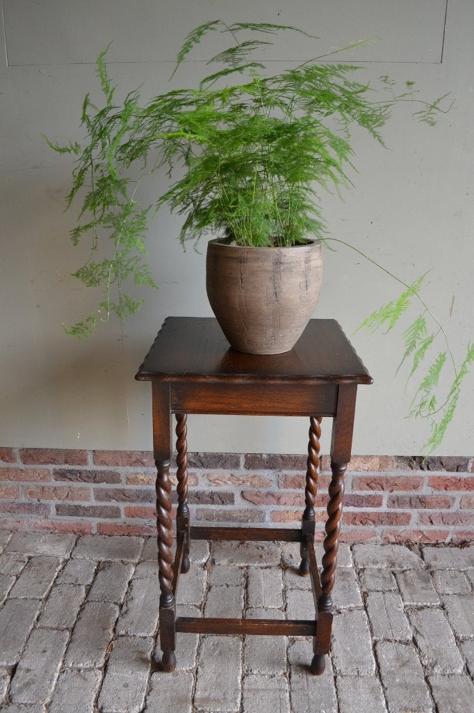 Prachtige antieke eiken houten plantentafel, bijzettafel.
