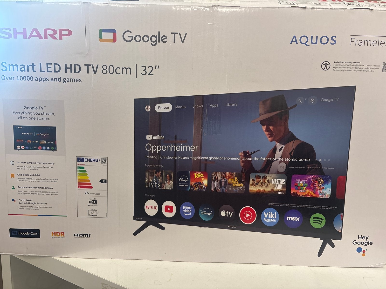 Sharp Smart LED HD TV 80cm | 32 inch Google TV, Audio, Tv en Foto, Televisies, Sharp, LED, 50 Hz, HD Ready (720p)