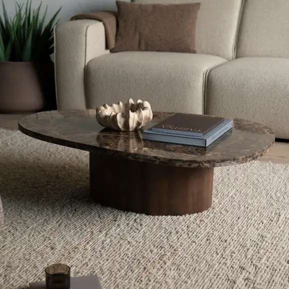 Eleonora Bradley salontafel marmer bruin organisch, Overige materialen, 100 tot 150 cm, Nieuw, Minder dan 50 cm