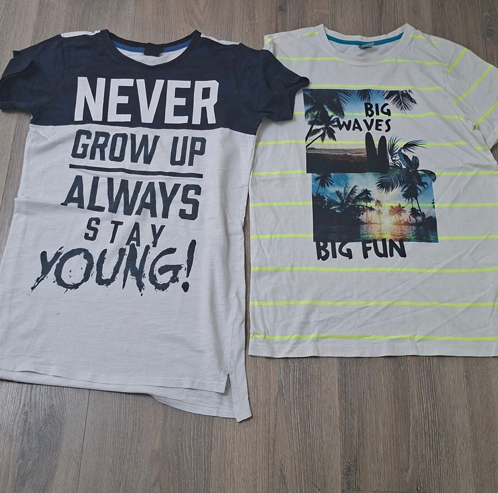 2 Jongens T-shirts Maat 158/164 (12-14 jaar), Ophalen of Verzenden, Zo goed als nieuw, Jongen, Shirt of Longsleeve