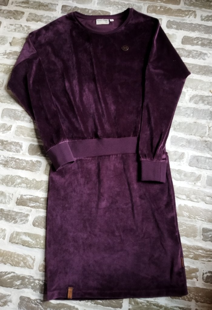 Naketano Jurk Velours Aubergine Maat M, Maat 38/40 (M), Paars, Ophalen of Verzenden, Zo goed als nieuw