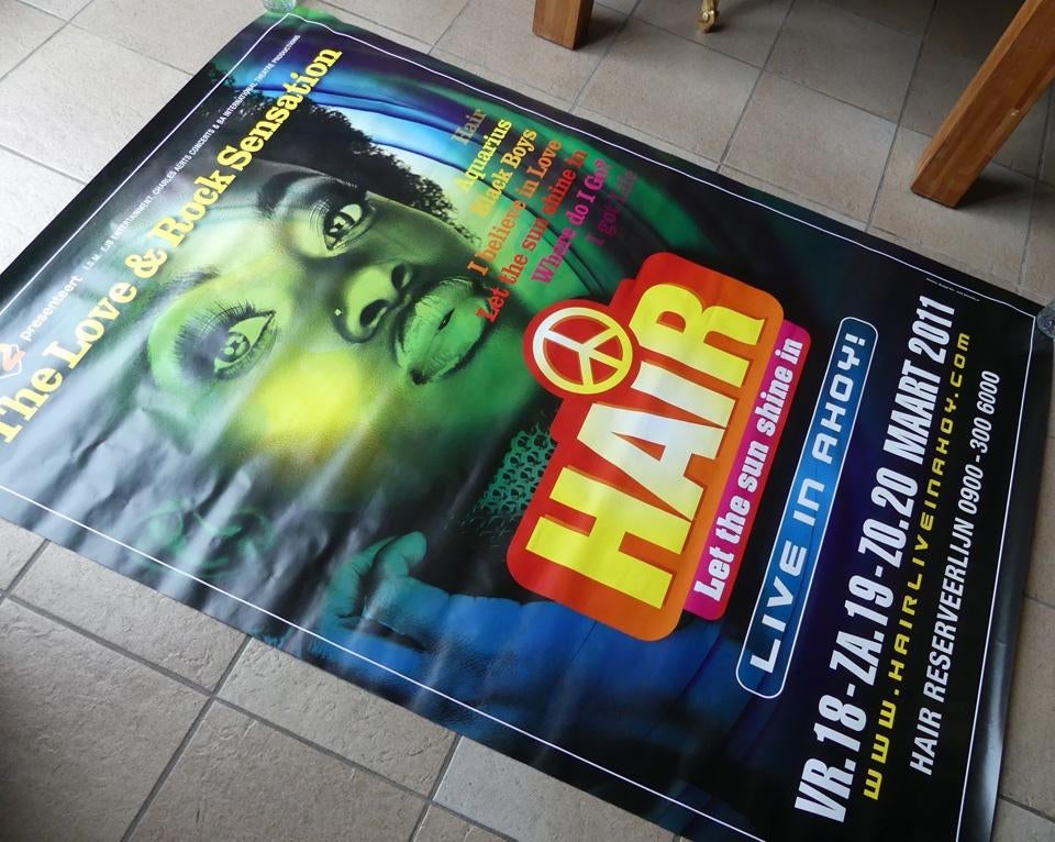 HAIR musical poster XL musicalposter Ahoy Rotterdam, Ophalen, Rechthoekig Staand, Deurposter of groter, Zo goed als nieuw