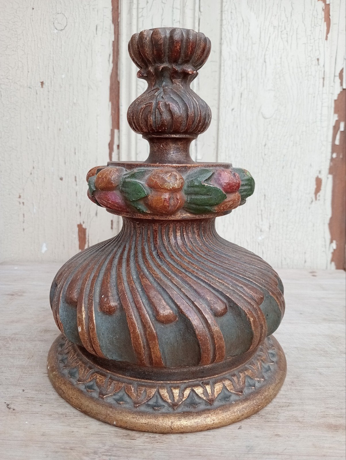 Antieke Houten Lampenvoet - Prachtig Bewerkt, Antiek en Kunst, Ophalen of Verzenden