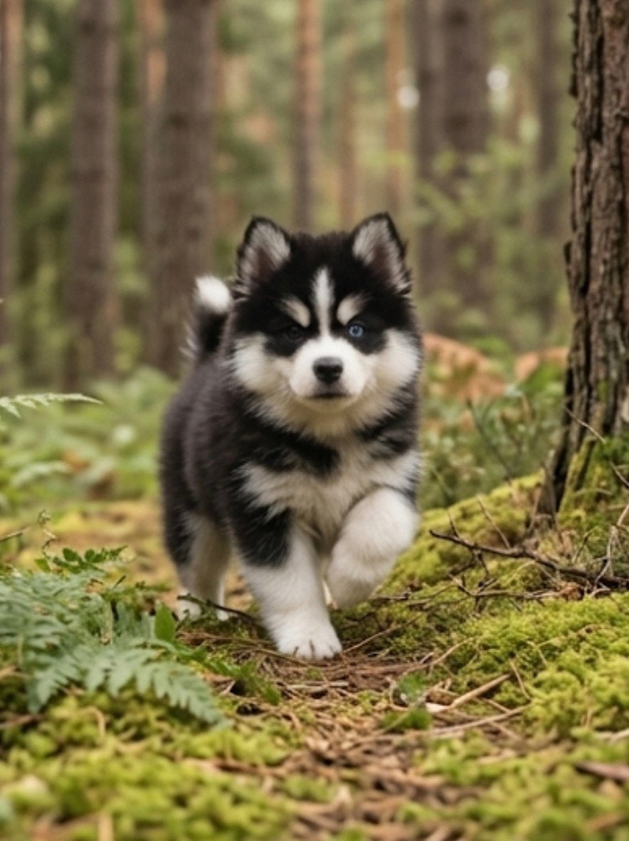 Lief en gezond Pomsky F4 puppy reutje mini husky pup, Parvo, Reu, 8 tot 15 weken, Eén hond