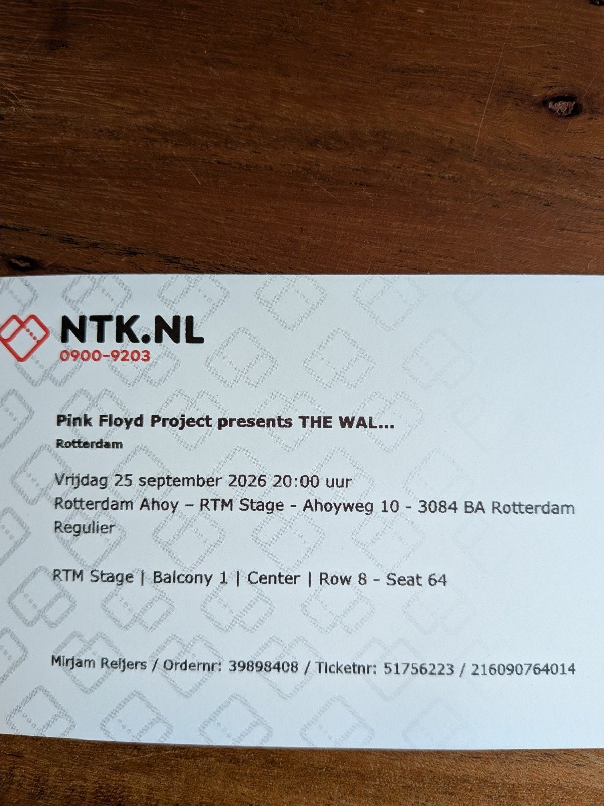 Pink Floyd Project presents The Wall, Twee personen, Overige soorten