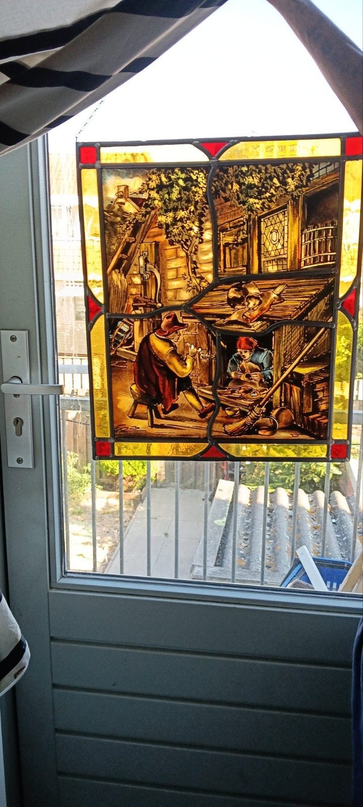Uniek Glas-in-lood Raamhanger met Ambachtelijke Scène, Ophalen