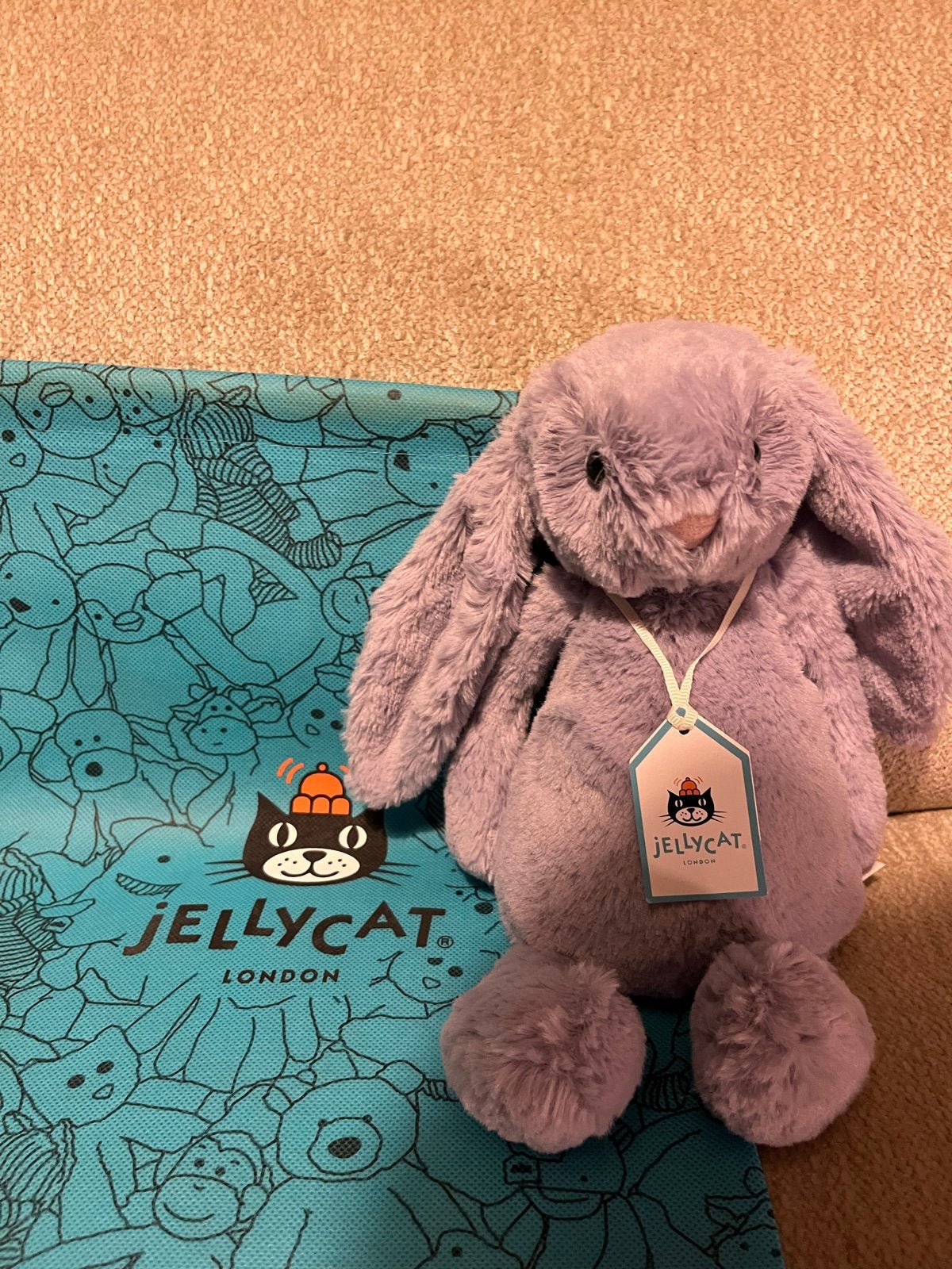 Jellycat Bashful Lilac Bunny - Zacht knuffelkonijn, Paars, Jellycat, Ophalen of Verzenden, Met label