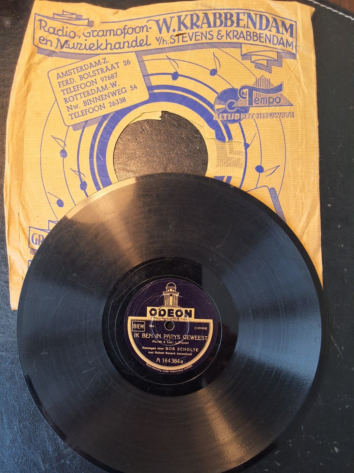 LP 78 toeren: Bob Scholte en Robert Renard orkest, Cd's en Dvd's, Vinyl | Nederlandstalig, Ophalen, Gebruikt, 10 inch, Levenslied of Smartlap