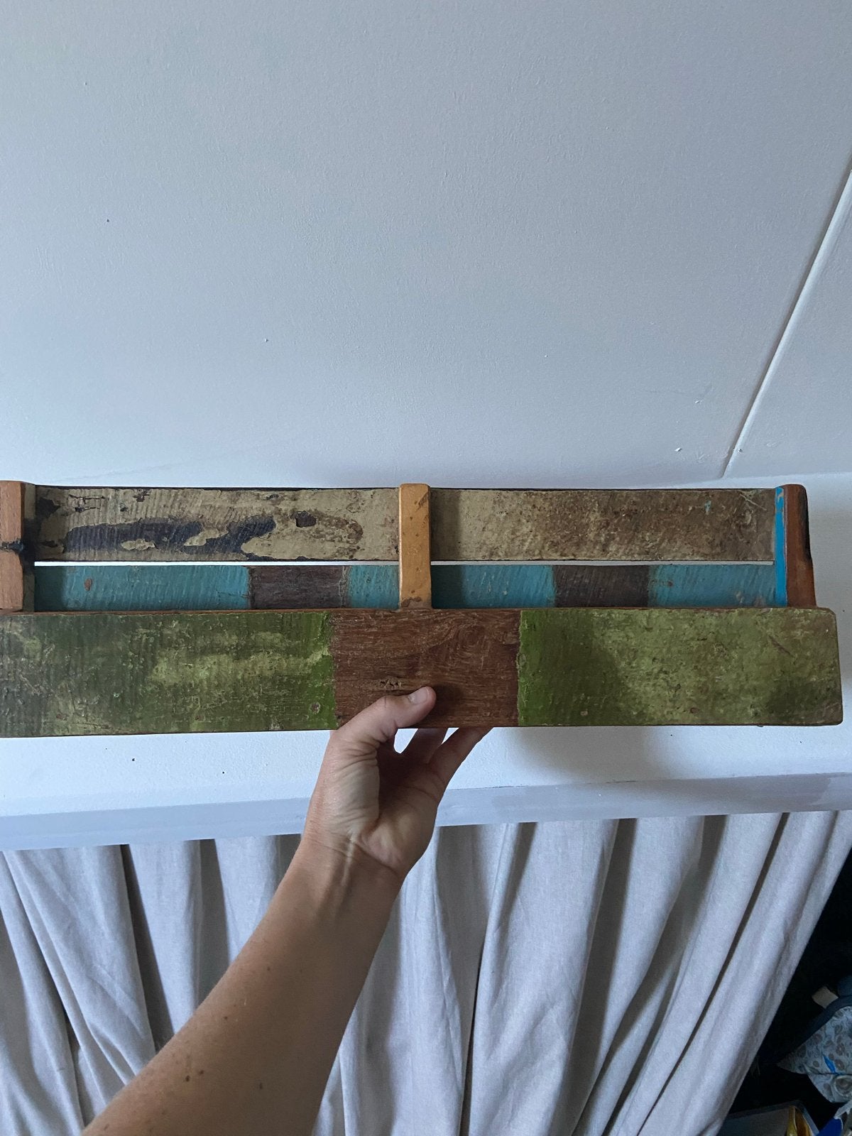 Decoratieve houten kaartenbak/plank van gerecycled hout, Meerkleurig, Ophalen of Verzenden, Zo goed als nieuw, Vintage