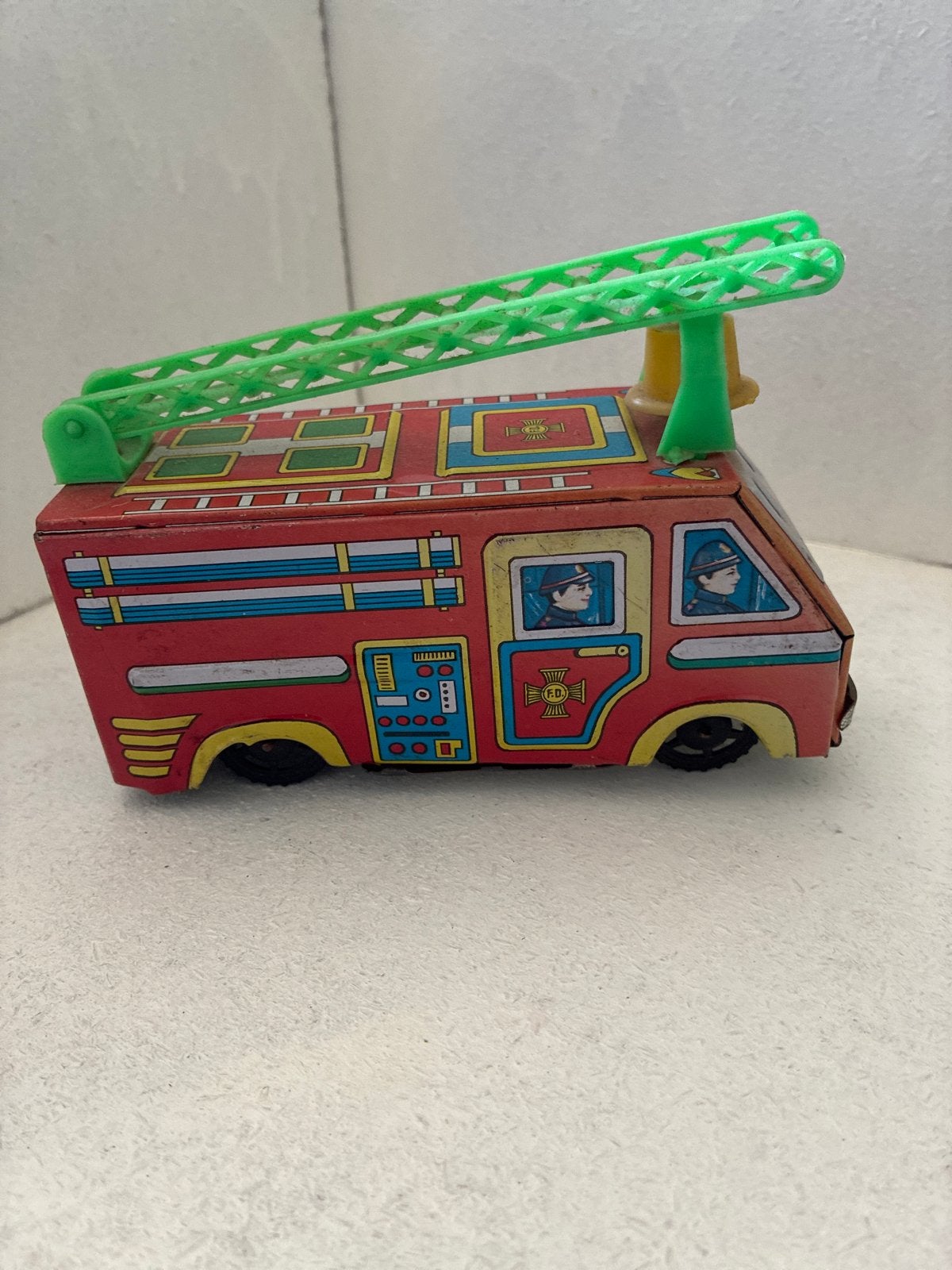 Vintage blikken brandweerwagen met ladder, Ophalen of Verzenden